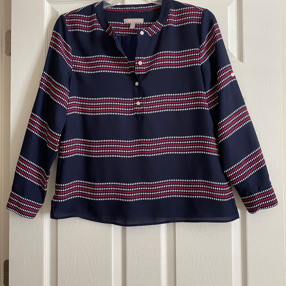 Red/white/blue pull over blouse